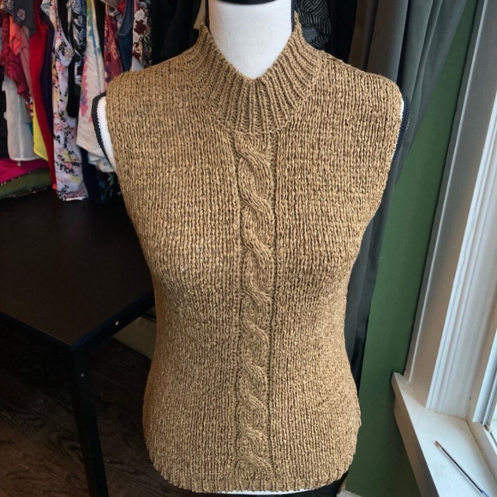 Women's knit Sweater Vest, Size M, Brown